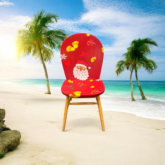 NIP Set of 4 Christmas Stretch Chair Covers – Santa and Holiday Bells - Picture 3 of 5